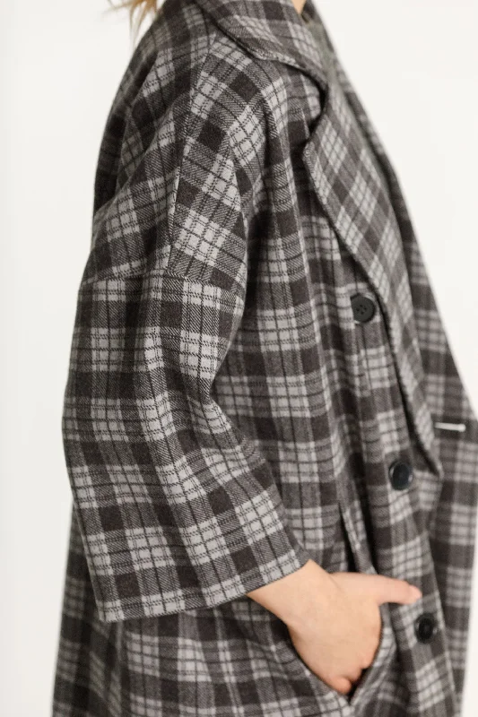 Trixie Coat - Sale - Charcoal Plaid