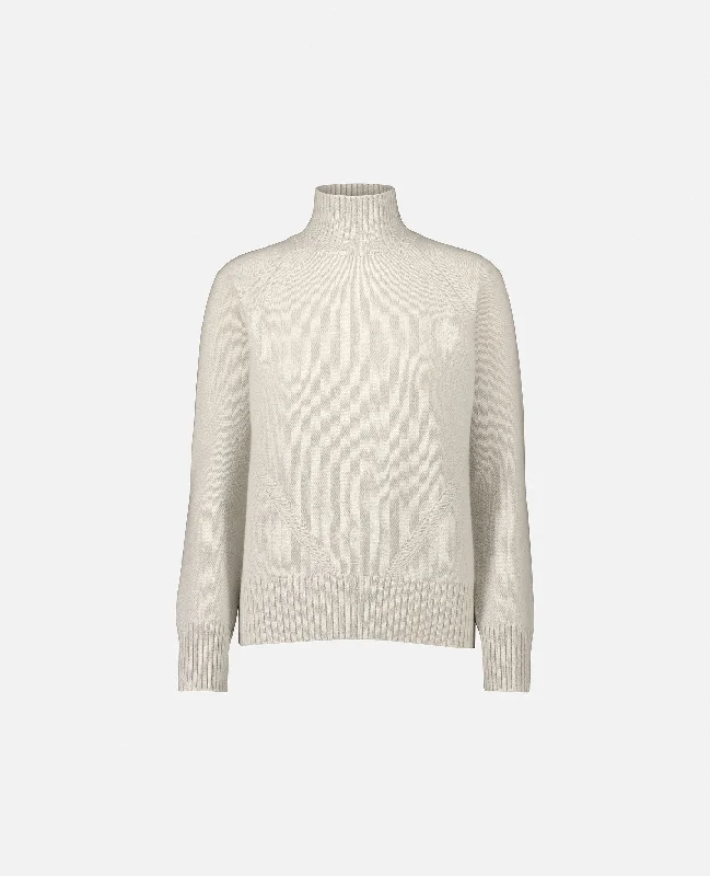 Stehkragen Pullover aus Cashmere in Weiß