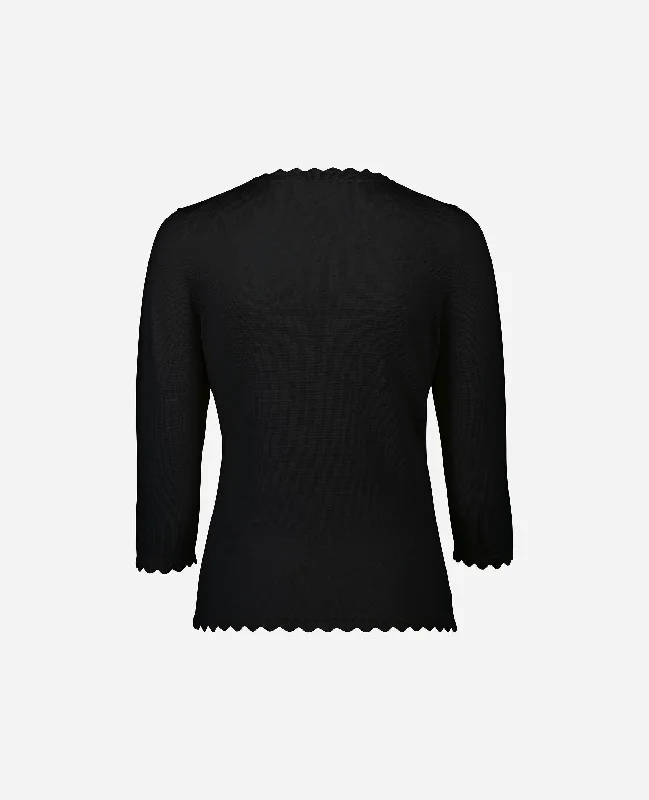 Rundhals Pullover aus Wolle in Schwarz