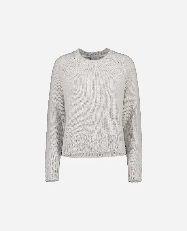 Rundhals Pullover aus Cashmere-Mischung in Grau