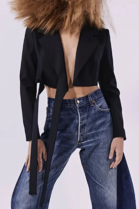 A.W.A.K.E Mode Cropped Wrap Around Blazer - Black