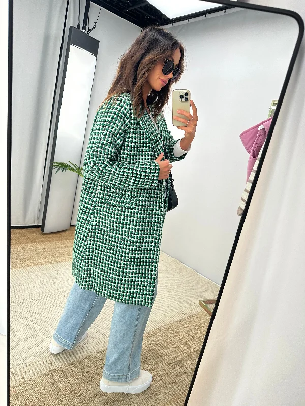 Betty Basics Wanda Coat Green Houndstooth