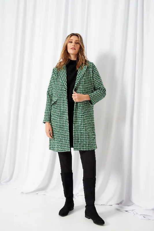 Betty Basics Wanda Coat Green Houndstooth