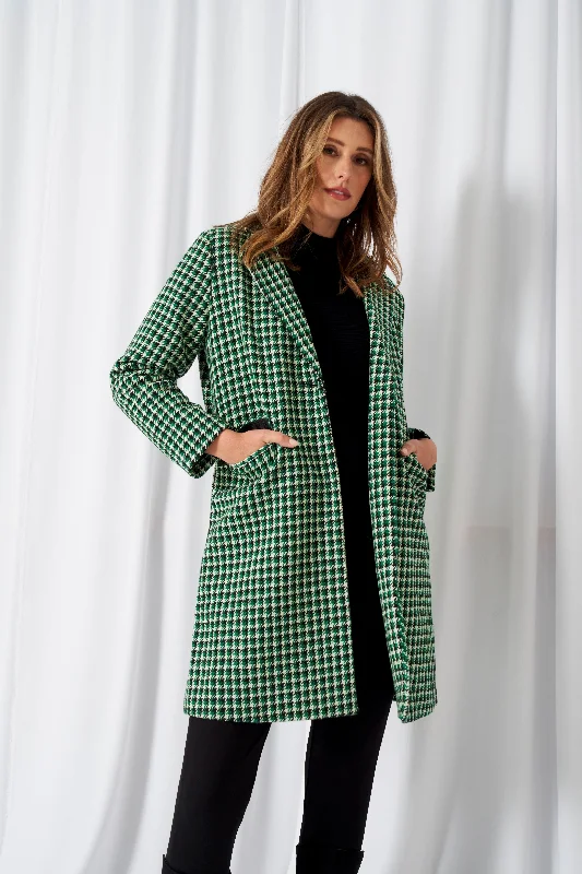 Betty Basics Wanda Coat Green Houndstooth