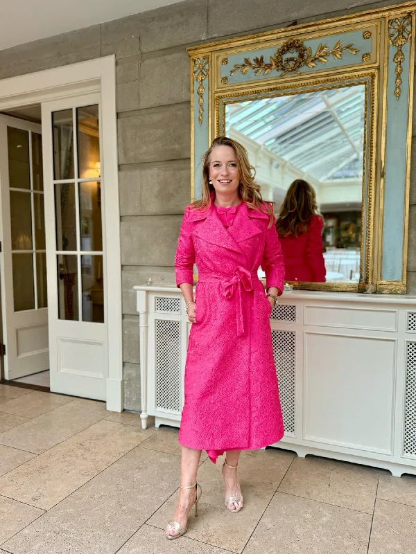 Caroline Kilkenny Jules Pink Jacquard Coat