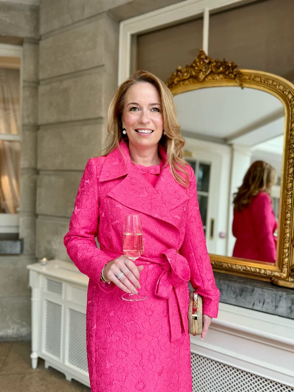 Caroline Kilkenny Jules Pink Jacquard Coat