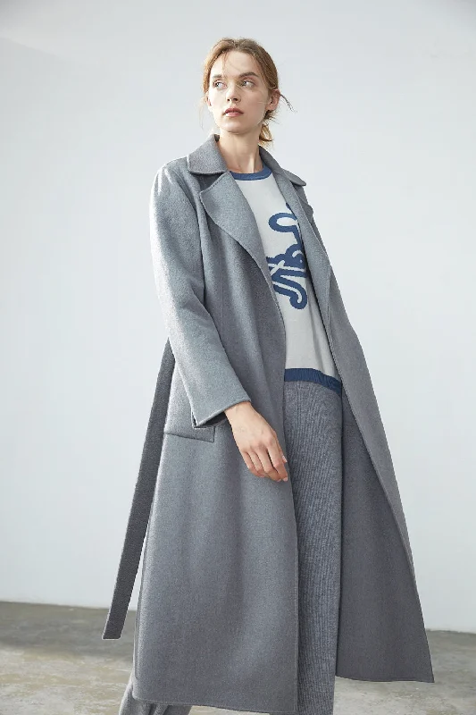 Women's hand-sewn pure cashmere double-face coat