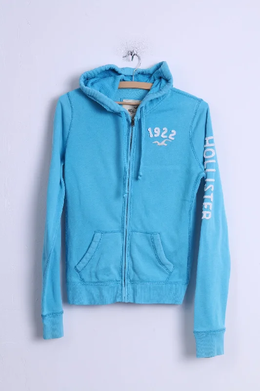 Hollister Womens M Sweatshirt Turquoise Cotton Hooded Zip Up California Hoodie