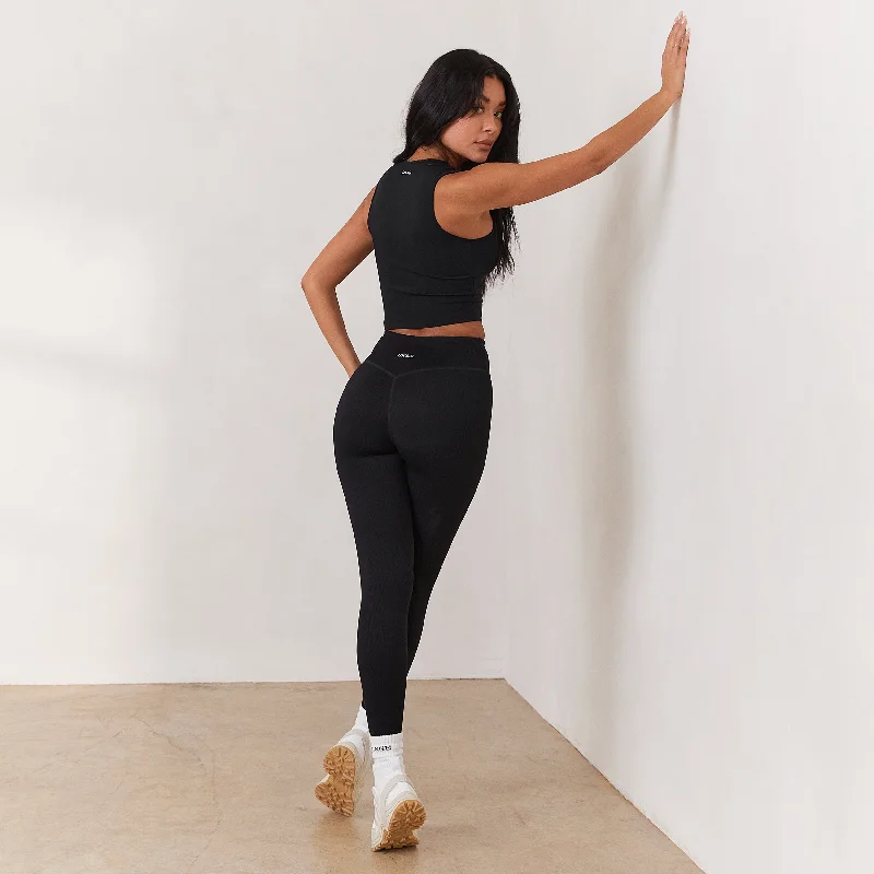 Cosy Ribbed Leggings - Black