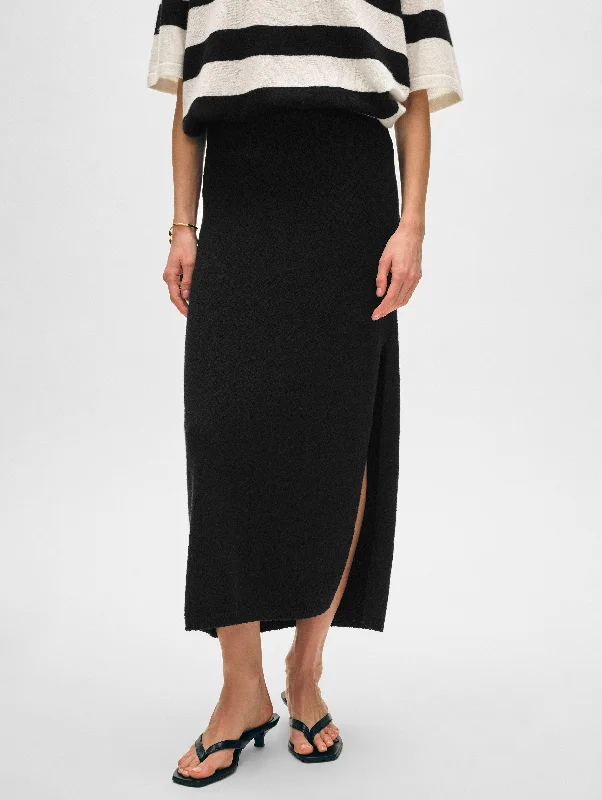 Cotton Slub Side Slit Skirt