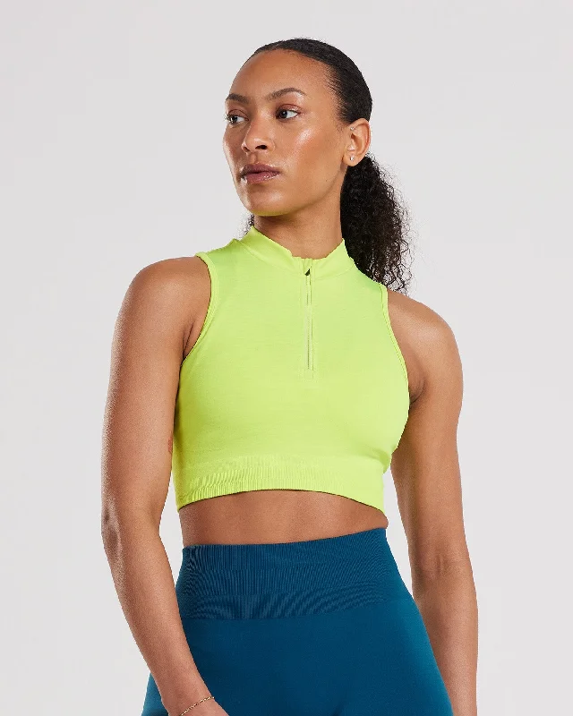 Define Seamless Half Zip Crop Tank | Cyber Lime