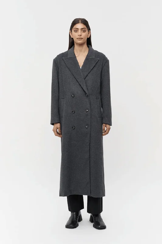 Kennedy Double Breasted Coat Dark Grey Marle