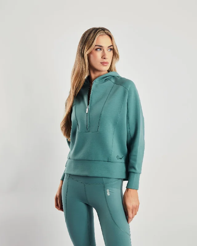 Mya Half Zip Hood Green Trail