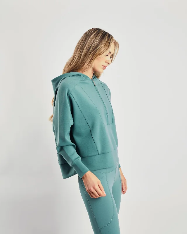 Mya Half Zip Hood Green Trail