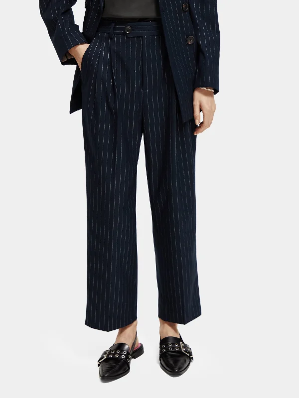 Loose tapered-fit pinstripe pants