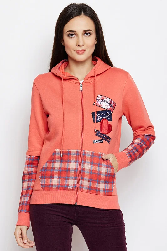 Love Patch Zipper Hood Sweatshirt