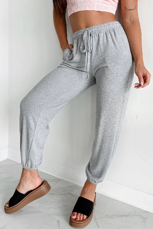 Maximum Relaxation Brushed Knit Zenana Joggers (Heather Grey)