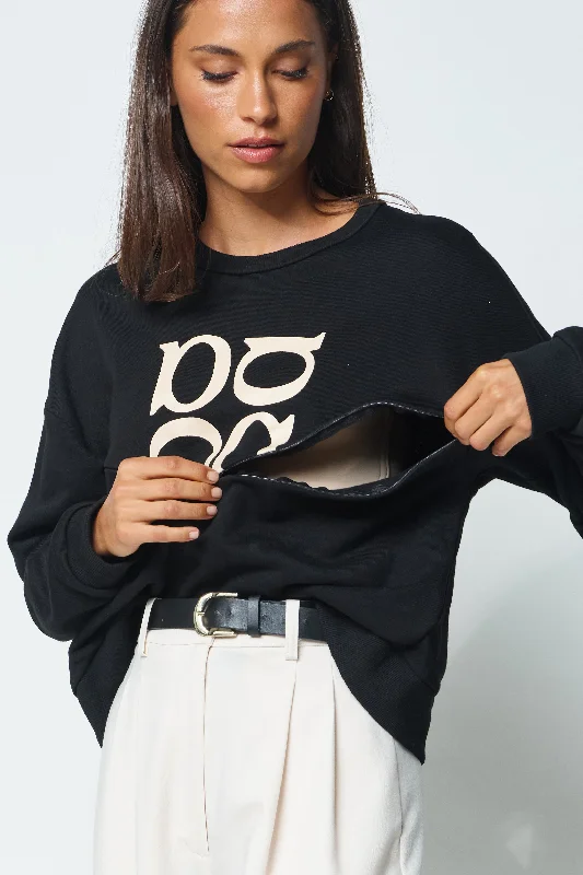 Monogram Oversized V-Panel Cropped Jumper - Black / Beige