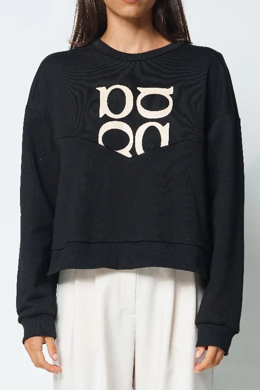 Monogram Oversized V-Panel Cropped Jumper - Black / Beige