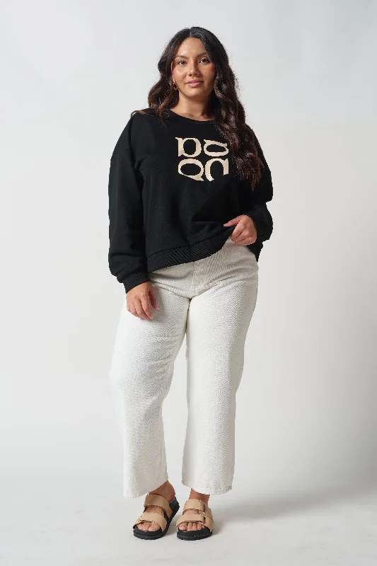 Monogram Oversized V-Panel Cropped Jumper - Black / Beige