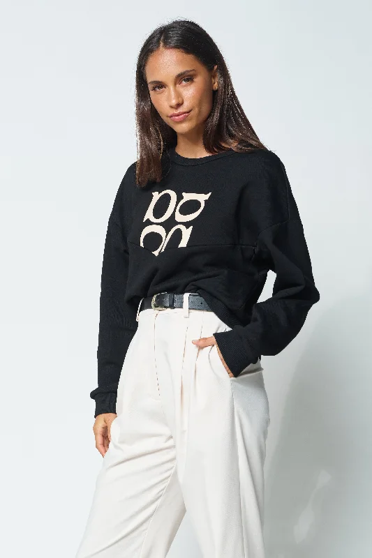 Monogram Oversized V-Panel Cropped Jumper - Black / Beige