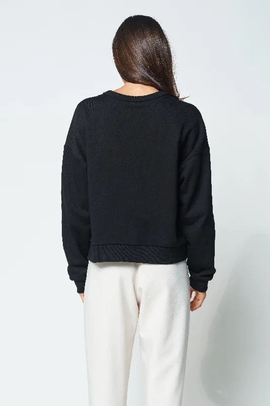 Monogram Oversized V-Panel Cropped Jumper - Black / Beige