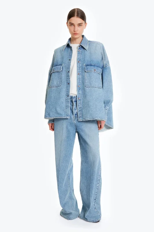 Petar Petrov Oversized Denim Shacket - Light Blue