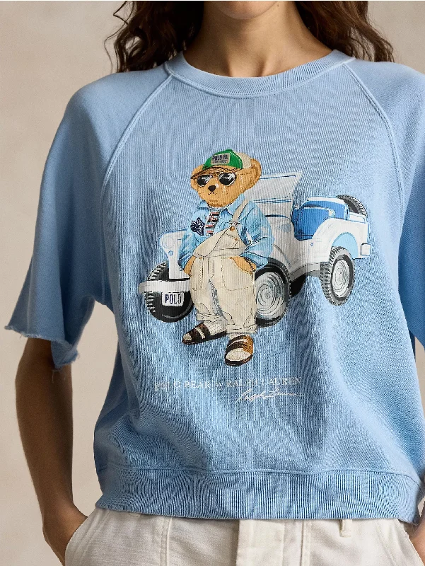 Felpa Girocollo Polo Bear con Maniche Corte Blu