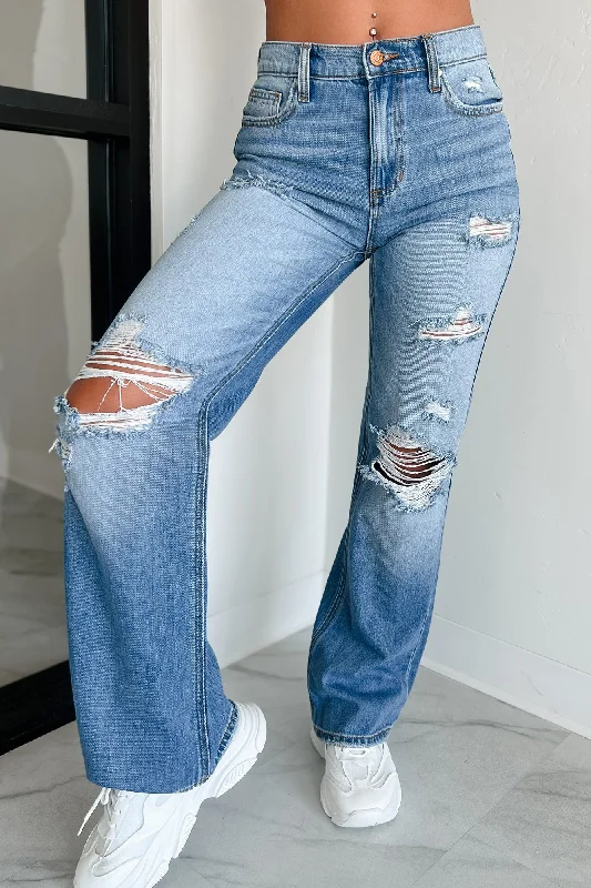 Raphael Mid-Rise Distressed Sneak Peek Straight Leg Jeans (Medium)