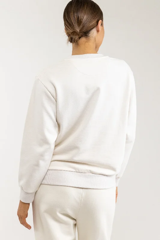 Riki Overdye Fleece Crew Off White