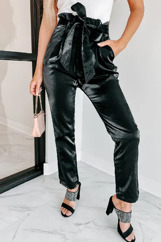 Skipping Around Paperbag Waist Pants (Black)