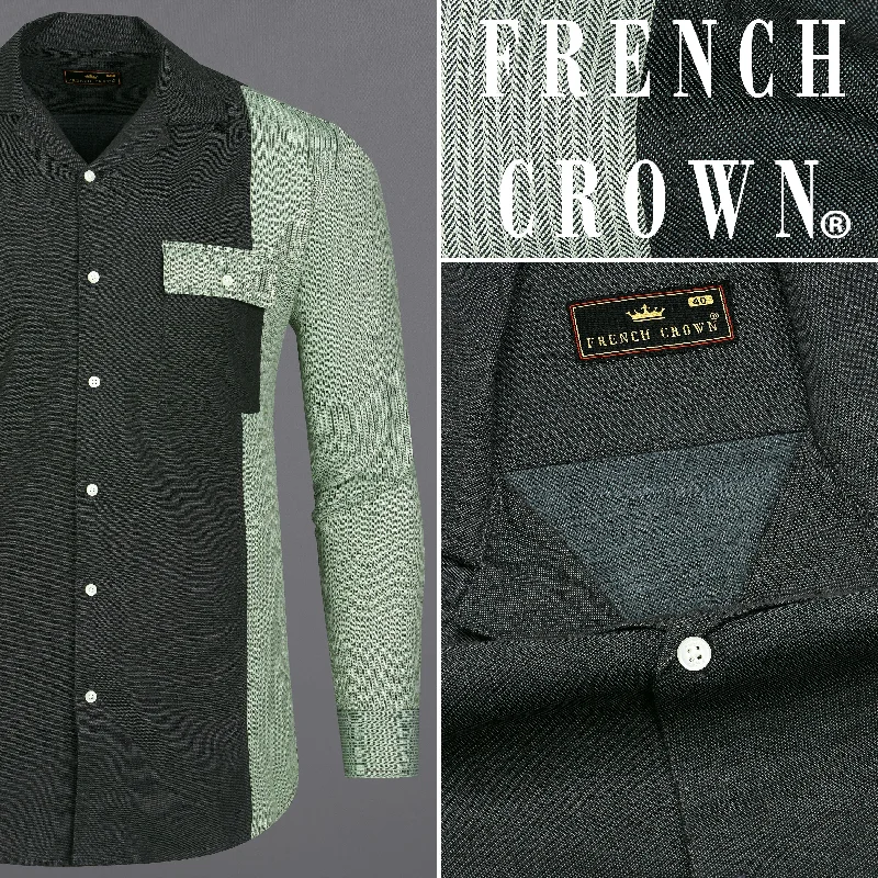 Gunmetal with Edgewater Green Twill Premium Cotton Designer Shirt